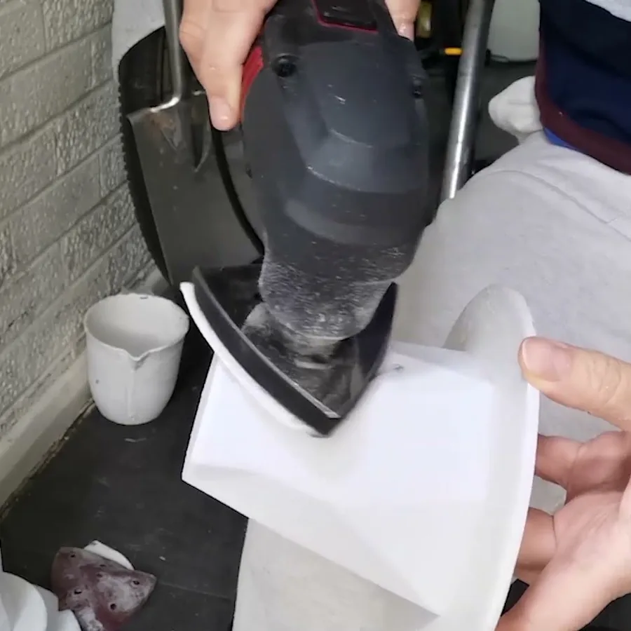 A printed plastic mould being sanded